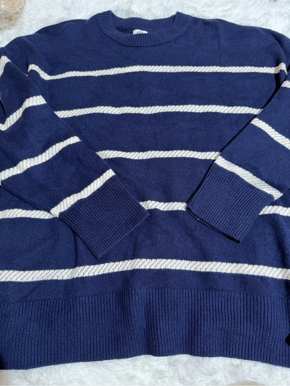 NWT Aerie XXL Navy and White Striped Crewneck Sweater Soft Long Sleeve Tops Cute